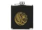 Engraved leatherette hip flask in Black with Gold engraving