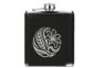 Engraved leatherette hip flask in Black with Silver engraving