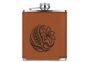 Engraved leatherette hip flask in Rawhide with Black engraving
