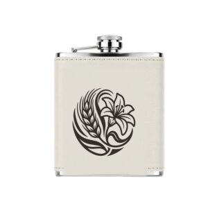 Engraved leatherette hip flask in White with Black engraving