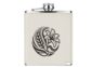 Engraved leatherette hip flask in White with Black engraving