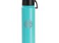 Laser engraved powder-coated water bottle with a logo