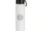 Laser engraved powder-coated water bottle with a logo