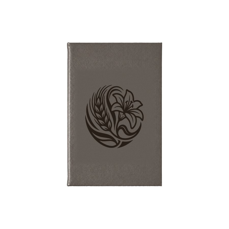 Engraved leatherette journal with a logo