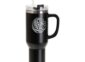Laser engraved powder-coated drinkware with a logo