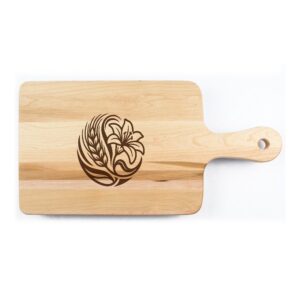 Laser engraved Canadian maple board with a logo