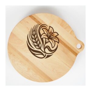 Laser engraved Canadian maple board with a logo