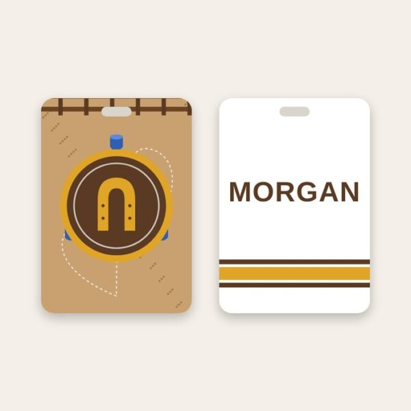 Rodeo bag tag Rodeo bag tag, team logo on a rodeo arena and name on the back