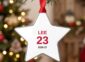 Back of the star team ornament with the player name, number and season