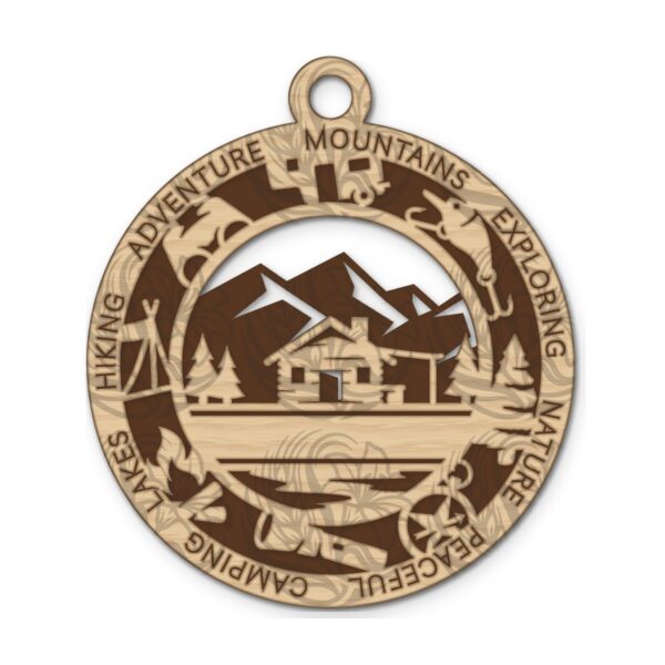 Layered wooden Great Outdoors ornament: Cabin 1 Layered wooden Great Outdoors ornament: Cabin 1