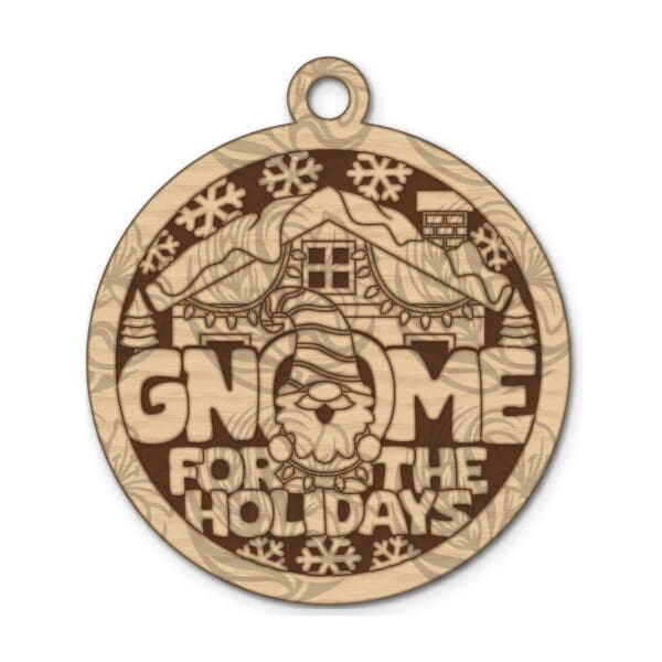 Layered wooden Christmas pun ornament: Gnome for the Holidays