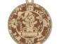 Layered wooden baby and child ornament with a teddy bear
