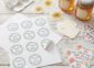 Custom printed stickers for weddings, birthdays and parties, made in Saskatchewan