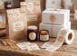 Custom full-colour logo stickers and labels on bakery bags, jars and boxes