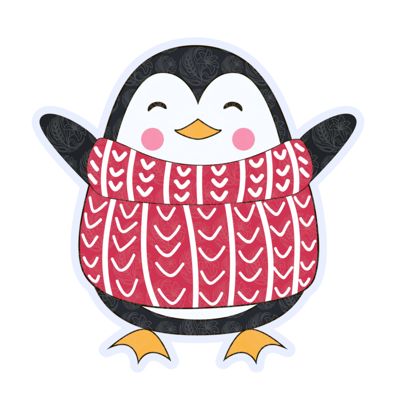 Cute Christmas Penguin with Red Christmas Sweater - GBH22534