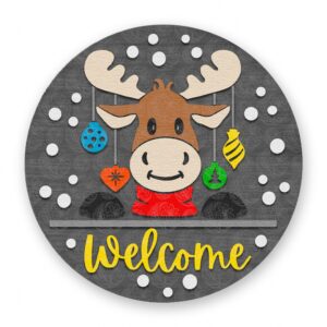 Laser Cut Reindeer Welcome Sign - GBH19926