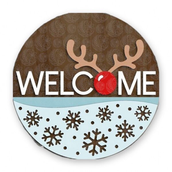 Laser Cut Reindeer Welcome Sign - GBH19954 Laser Cut Reindeer Welcome Sign - GBH19954