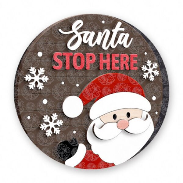 Peeking Santa Stop Here Sign