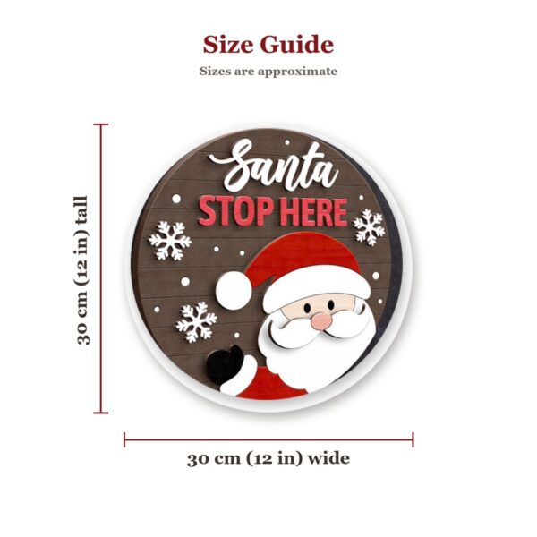 Peeking Santa Stop Here Sign Size Guide