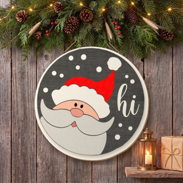 Jolly Santa Hi Sign on the wall