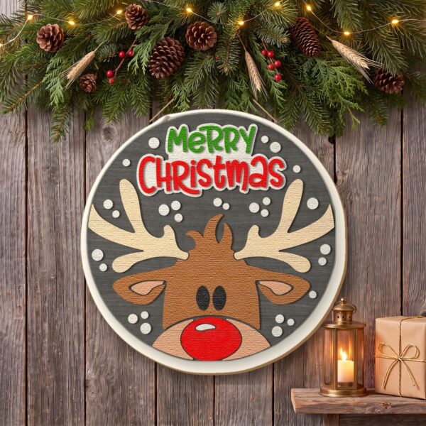 Merry Christmas Reindeer Sign on the wall