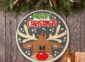 Merry Christmas Reindeer Sign on the wall
