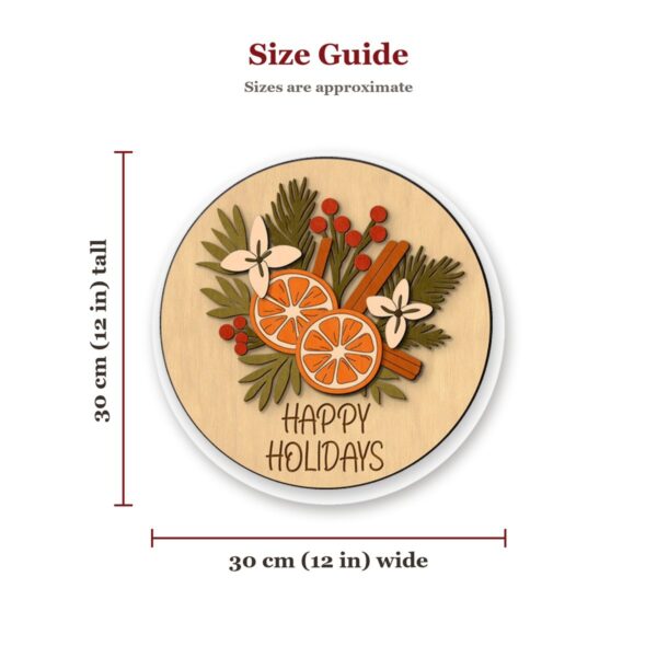 Orange Slice Happy Holidays Sign Size Guide