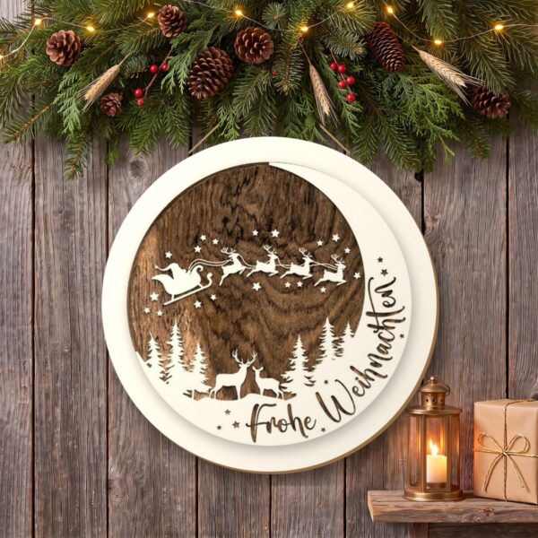 Frohe Weihnachten Wood Sign on the wall Frohe Weihnachten Wood Sign on the wall