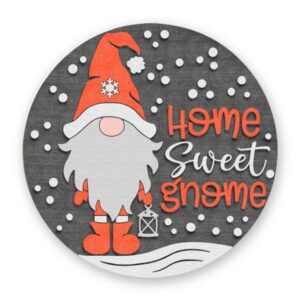 Home Sweet Gnome with Snowflakes Sign