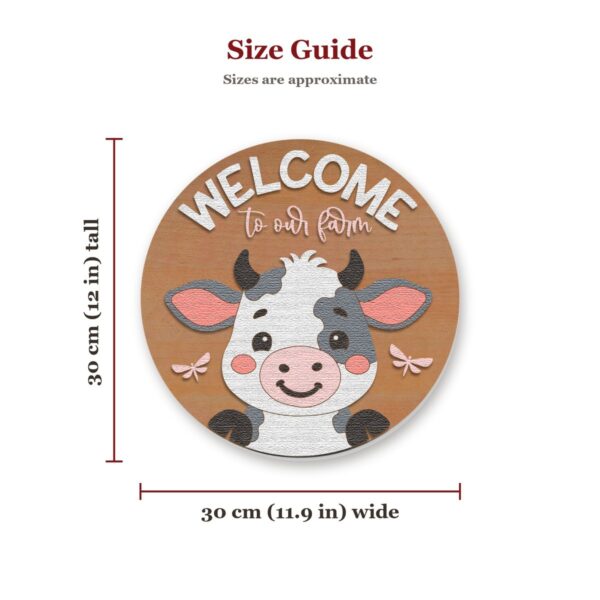 Welcome to our Farm Cute Cow and Dragonfly Sign Size Guide Welcome to our Farm Cute Cow and Dragonfly Sign Size Guide
