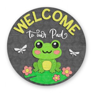 Cute Welcome Frog Door Sign