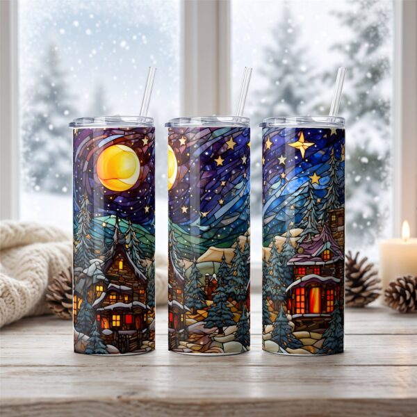 Stained Glass Winter Scene Tumbler (season) Stained Glass Winter Scene Tumbler